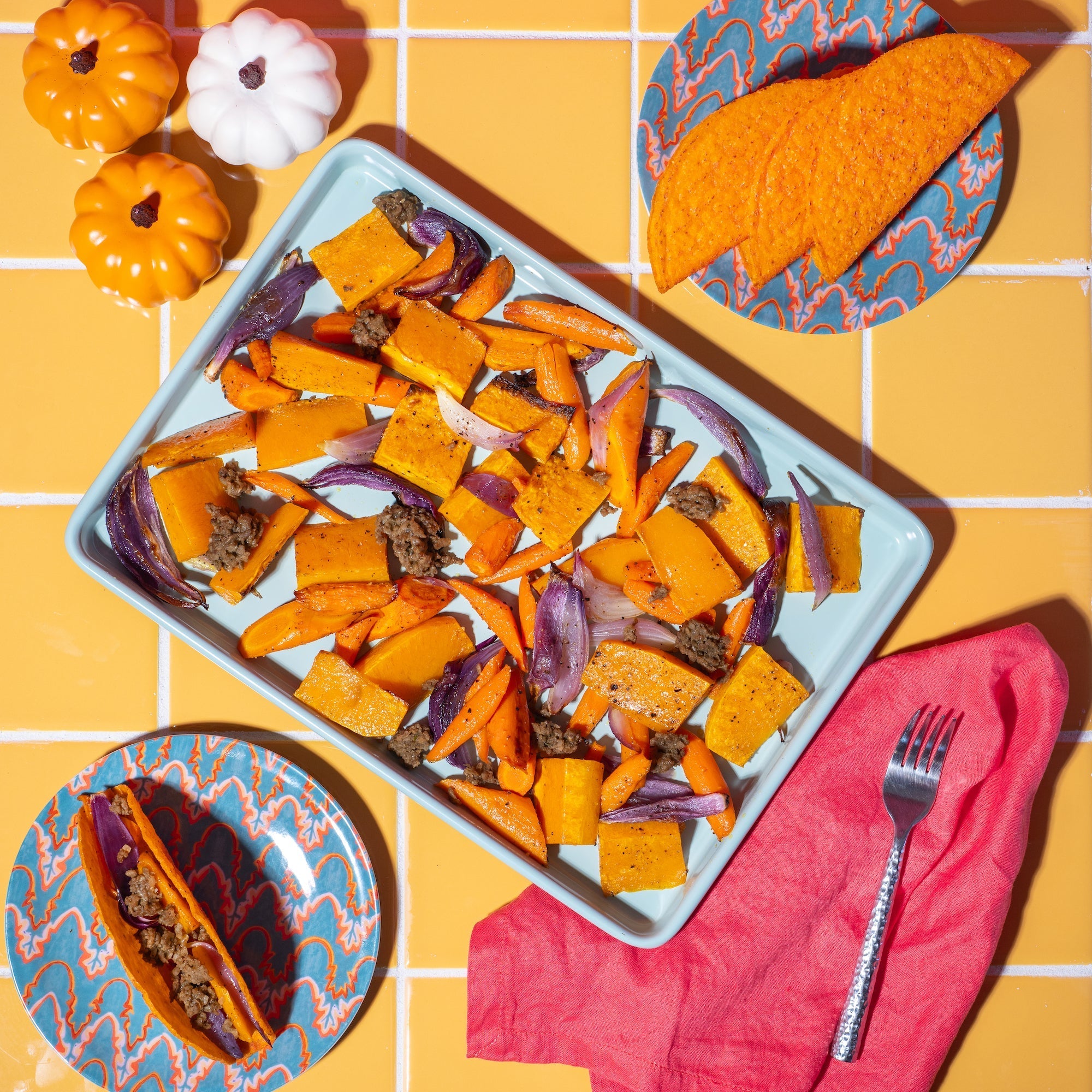 Sheet Pan Pumpkin Medley Tacos – RollinGreens