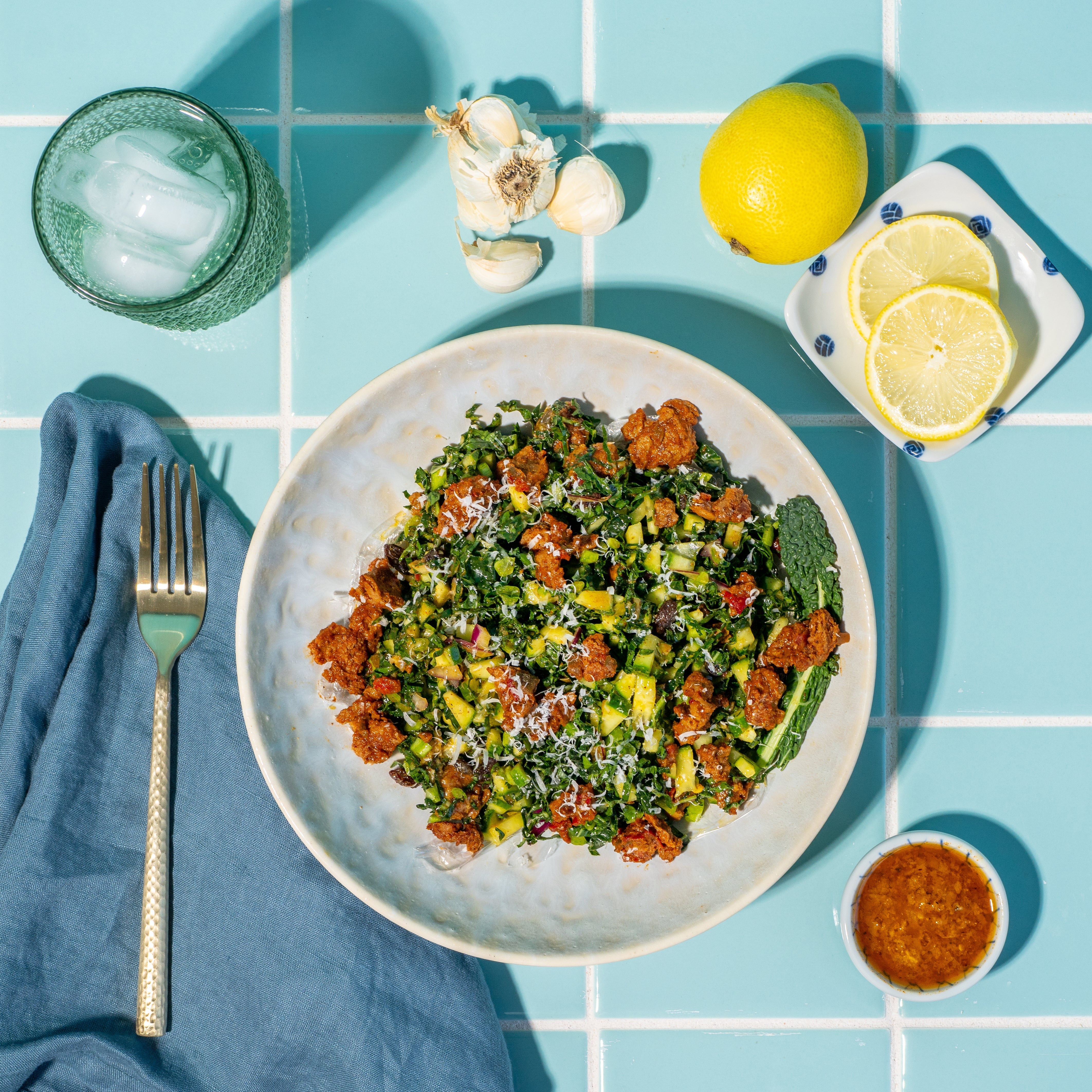 Kale salad with Chopped Fajita Protein – RollinGreens