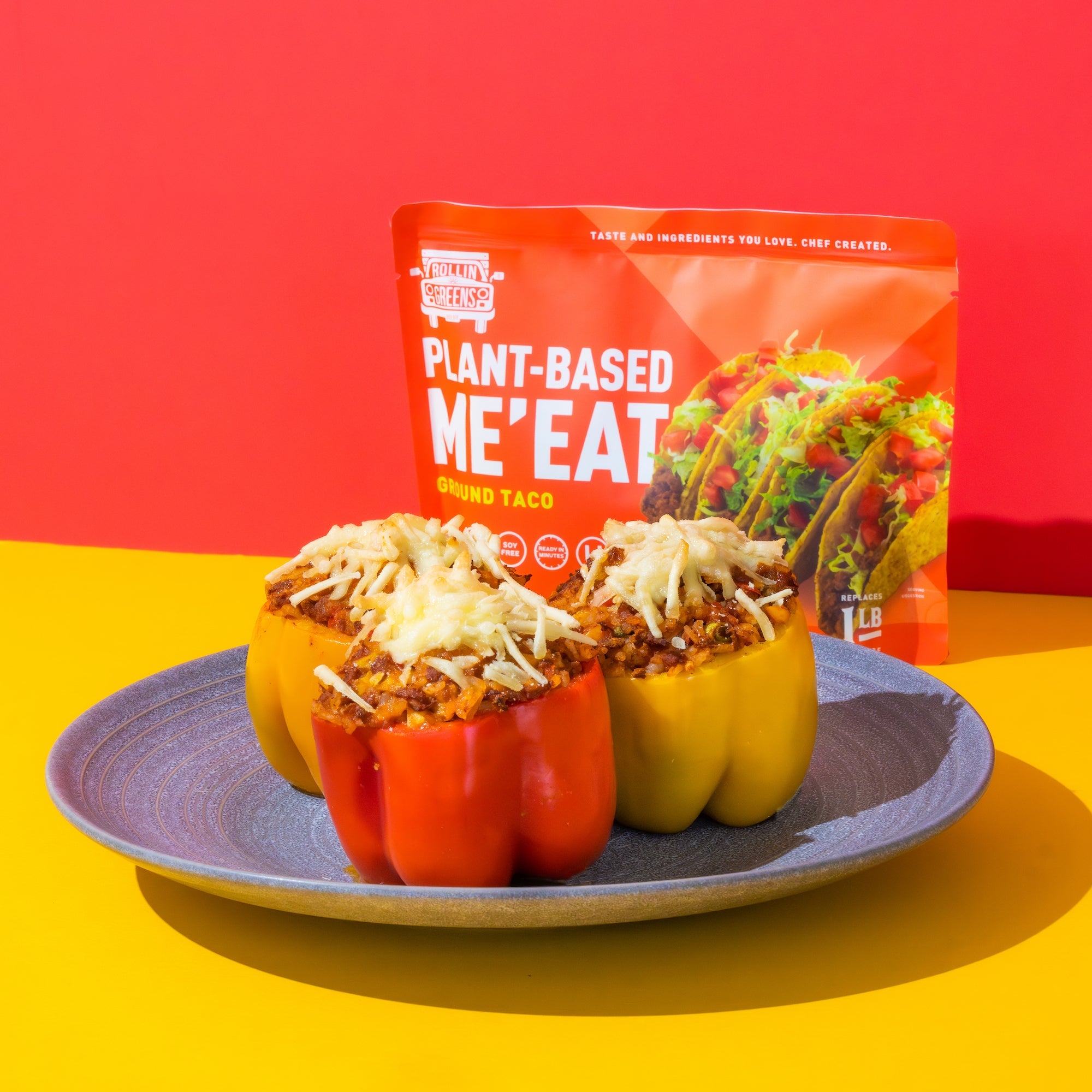 Stuffed Bell Peppers with Ground Taco Protein and Rice – RollinGreens