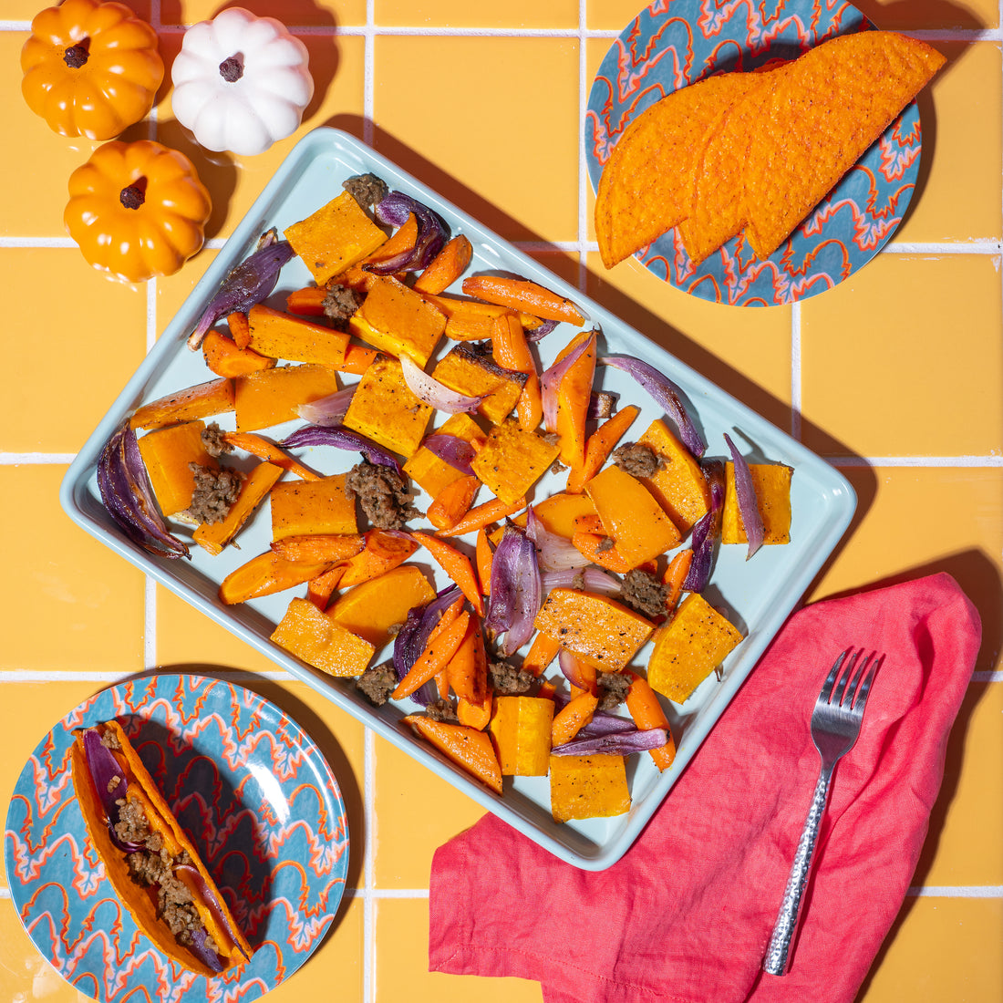 Sheet Pan Pumpkin Medley Tacos