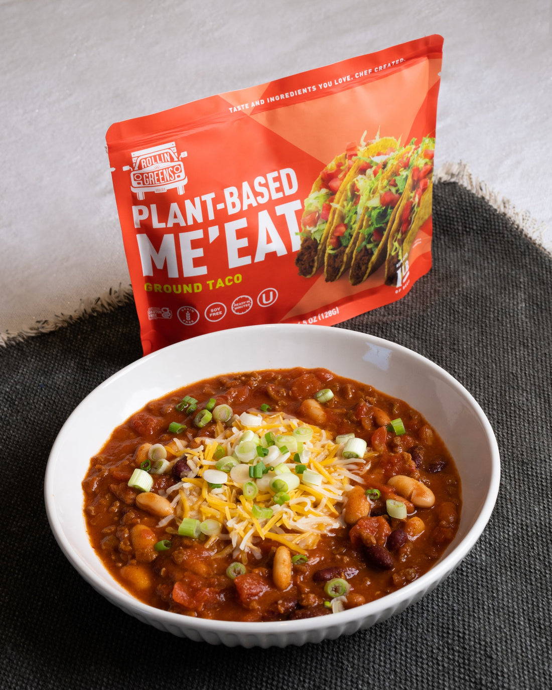 Three Bean Chili with Ground Taco Protein