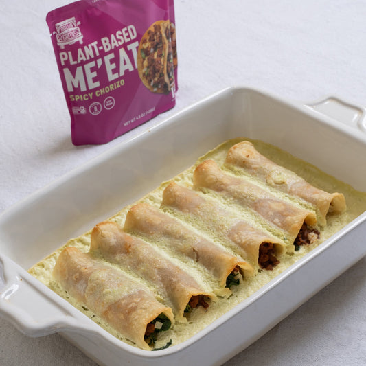 Chorizo and Spinach Enchiladas in a Chili Cream Sauce
