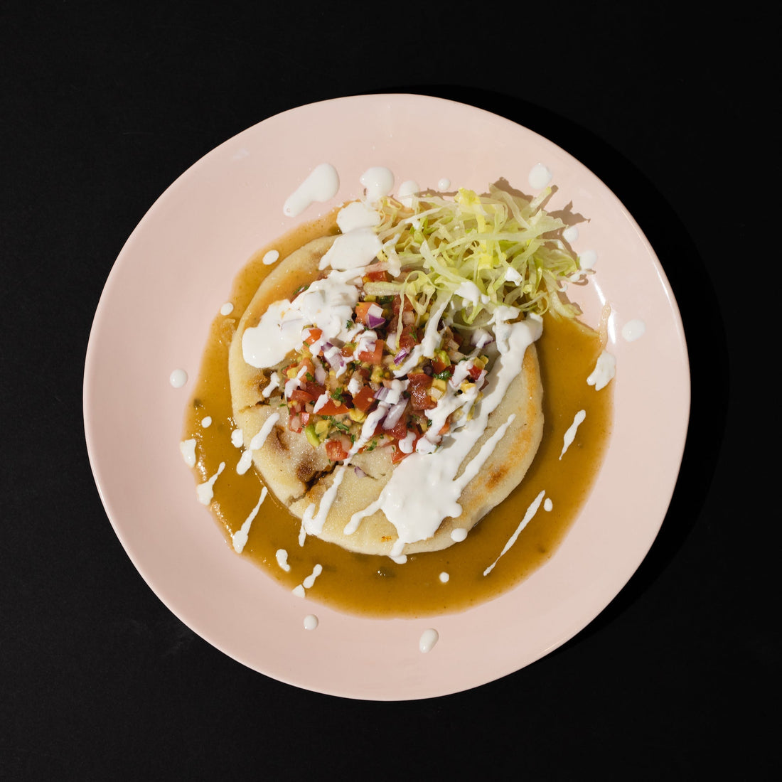 Chopped Fajita Protein Pupusa with Avocado Pico